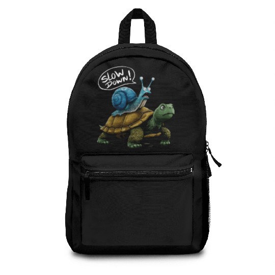 Snail Riding a Turtle Funny Animal Friends Backpacks