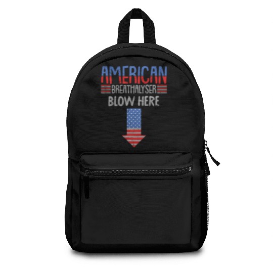 Breathalyzer 4th Of July Funny US Flag Patriotic Backpacks