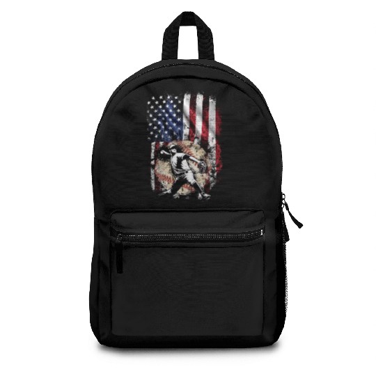 Patriotic American Flag Baseball Pitcher Backpacks