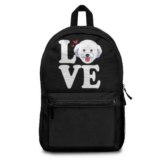 Cute Dog Face I Love My Bichon Frise Backpacks