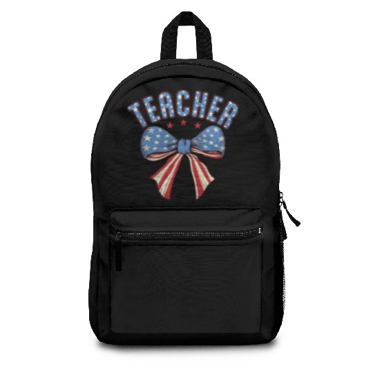 Teacher 4th Of July Coquette Bow Backpacks