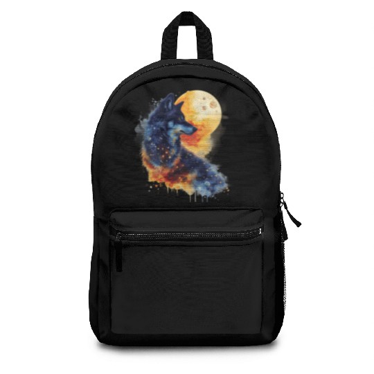 Watercolor style Cosmic Wolves clipart bundle , Backpacks