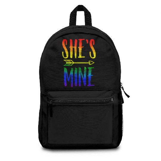 I'm Hers She's Mine LGBT Pride Lesbian Couple Backpacks