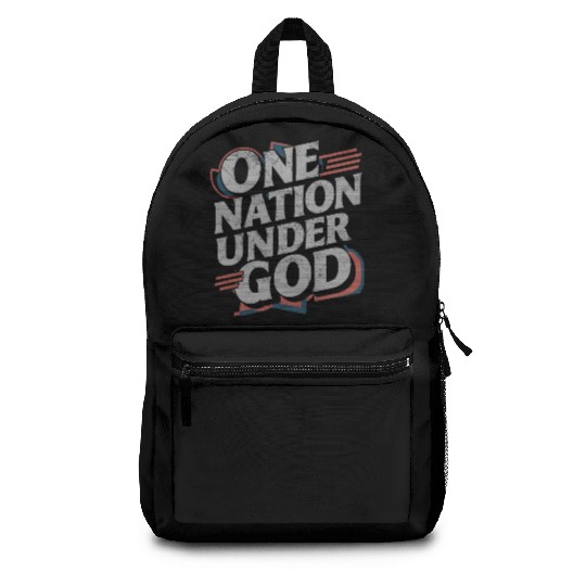One Nation Under God Christian Pride Retro US Flag Backpacks