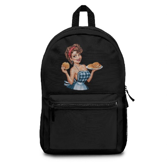 Waffle Delight: Retro Housewife Humor Backpacks