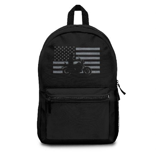 Motorcycle US Flag Biker Motorbike Teen Youth Backpacks