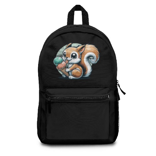 Cute cartoon squirrel with ice cream Backpacks