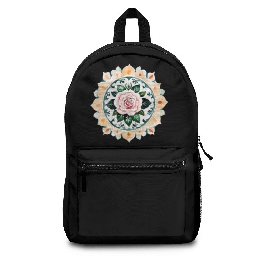 Zen Watercolor Rose Mandala Backpacks
