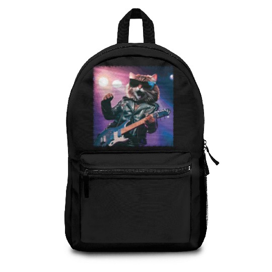 Funny Cat Plays Guitar Instruments Cute Concert Backpacks