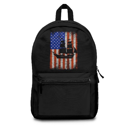 Stars, Stripes & Pirate Ship American Flag Backpacks