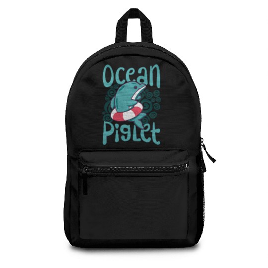 Funny Dolphin Lover Ocean Piglet Graphic for Aquat Backpacks