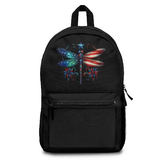 American Flag Dragonfly Patriotic 4th of July Backpacks