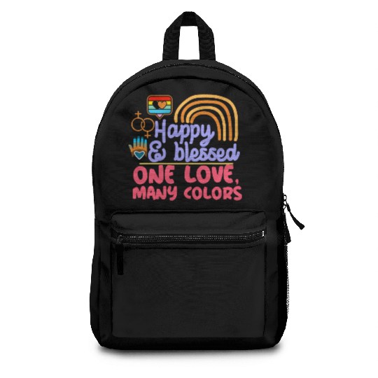 pride month, happy and blessed, love is love Backpacks