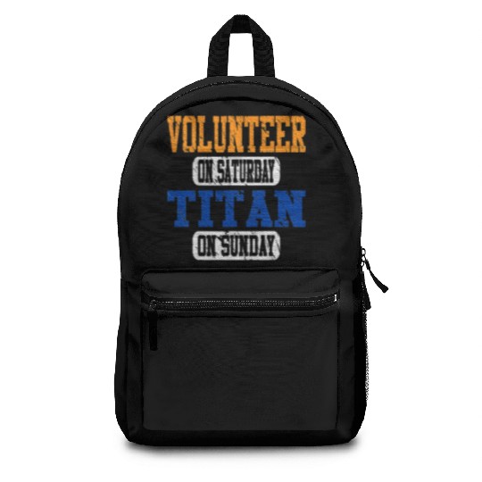 Volunteer and Titan Fun Backpacks
