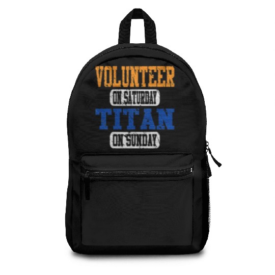 Volunteer and Titan Fun Backpacks