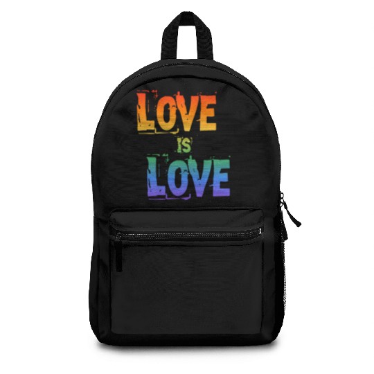 love is love letter rainbow colored Backpacks
