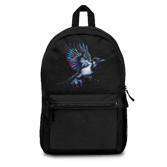 Magpie Lark in Flight Backpacks