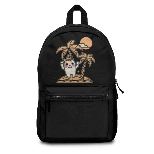 Happy on a Lonely Island Backpacks