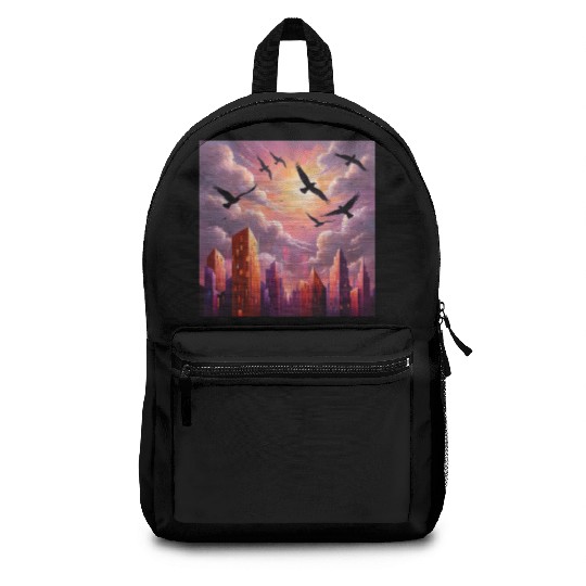 Geometric Twilight City Backpacks