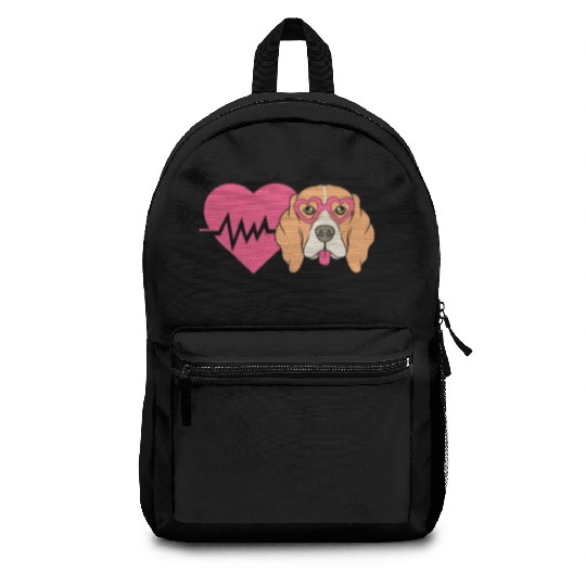 Beagle Dog Mom Heartbeat Backpacks