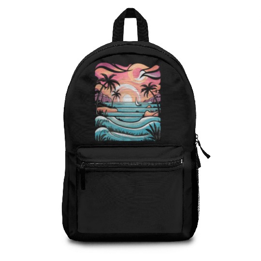 Azure Embrace Mediterranean Dreamscapes Backpacks