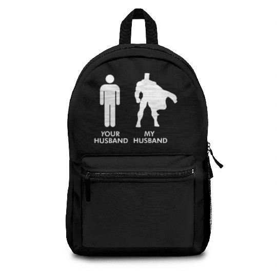 Womens Your Husband vs My Husband Superhero Wife Backpacks