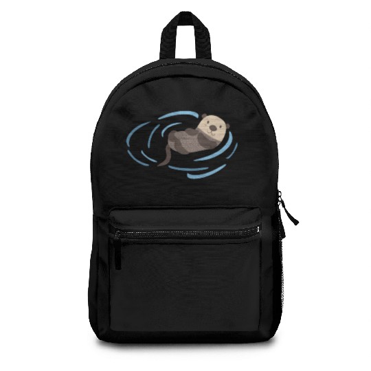 Sea Otter In Water Cute Lutra Animal Lover Funny Backpacks