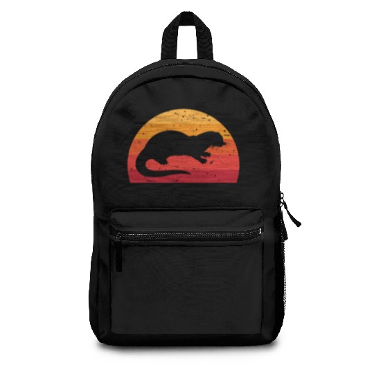 Sea Otter Sunset Retro Cute Lutra Animal Lover Fun Backpacks