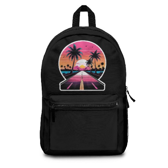 Miami Driving on a lonely Road Backpacks
