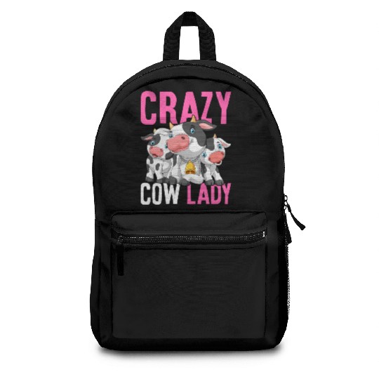 Crazy Cow Lady Funny Cattle Heifer Girl Female Far Backpacks