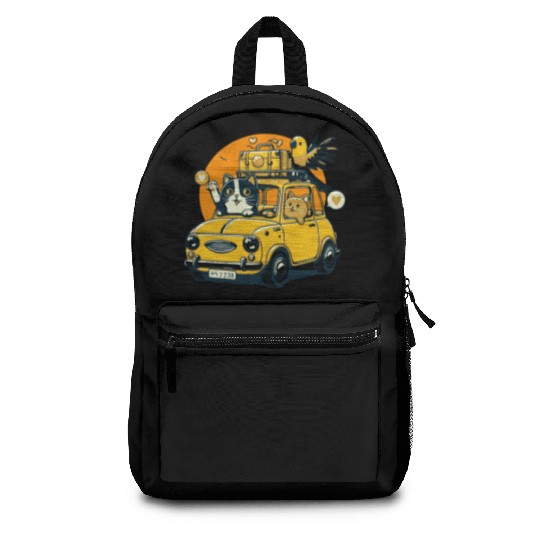 Road Trip by Car : Life's Better with Cat Friends Backpacks