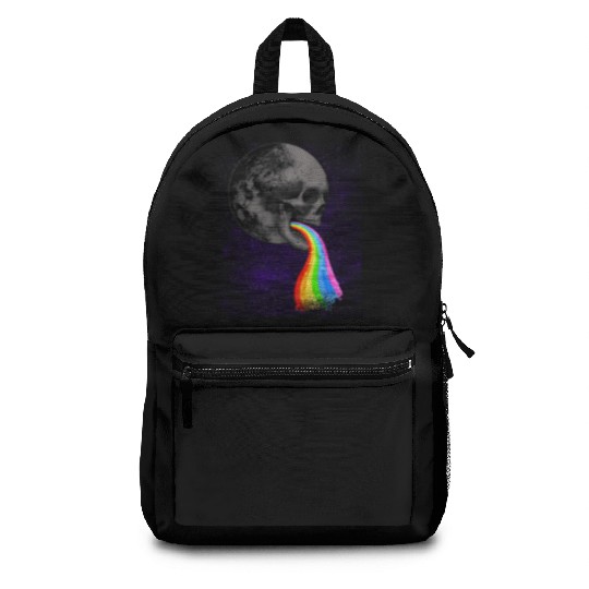 Skull Design with Rainbow. Concert Festival Backpacks