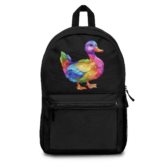 Duck Rainbow Colorful Feathered Duck Illustration Backpacks