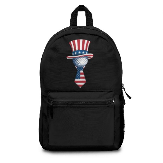 Patriotic Golf Ball with Stars and Stripes Hat Backpacks