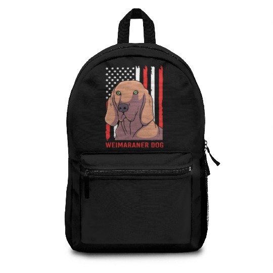 US Flag 4th Of July Patriotic Dog Weimaraner Lover Backpacks