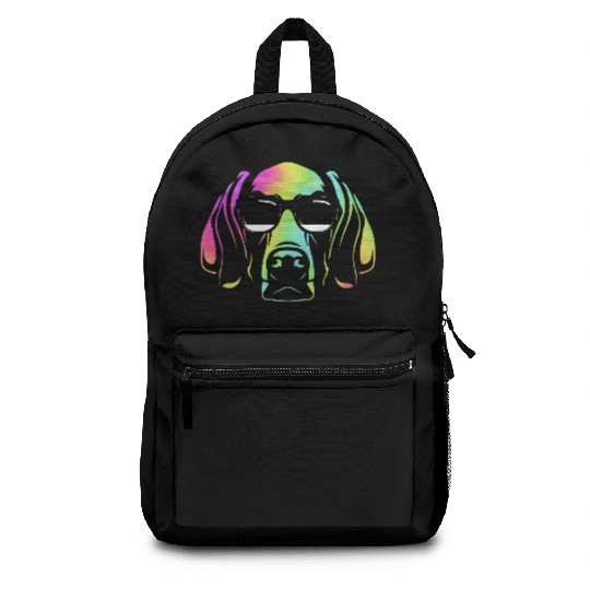 Colorful Weimaraner Dog Wearing Sunglasses Backpacks