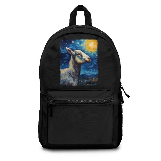 Goat Farm Animal Farmer Starry Night Painting Backpacks