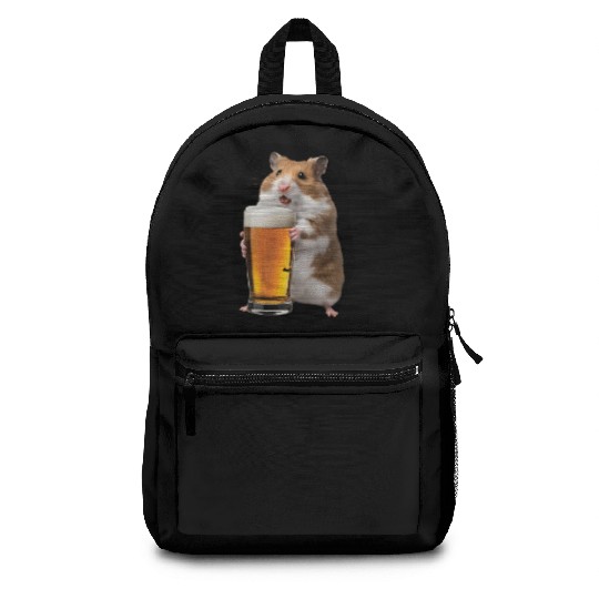 Hamster Drinking Beer Realistic Backpacks