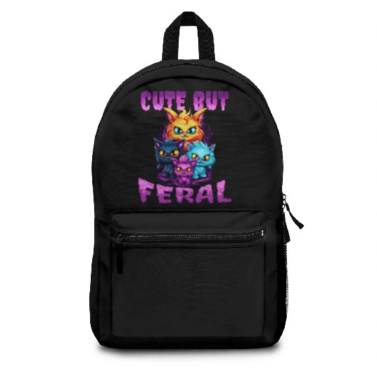 Cute but Feral! Wild Cat Party Concert Cat Lovers Backpacks