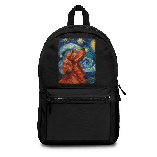 Irish Setter Dog Starry Night Painting Backpacks