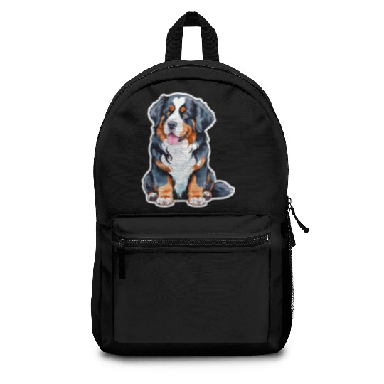 Bernese Mountain Dog Watercolor Backpacks
