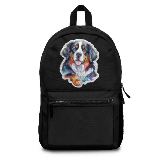 Bernese Mountain Dog Watercolor Backpacks