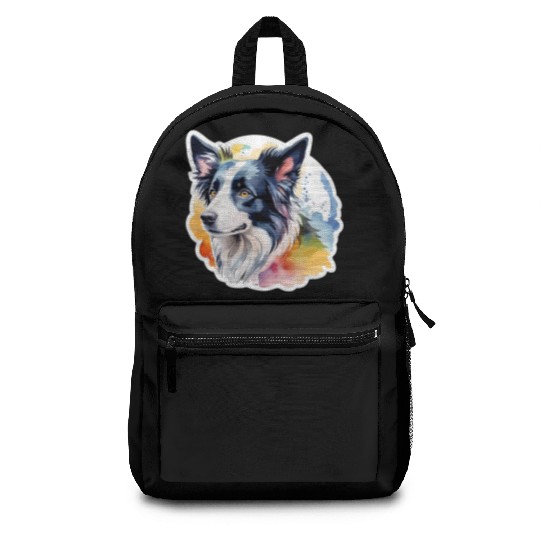 Border Collie Watercolor Backpacks