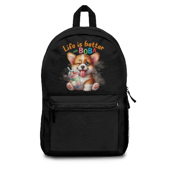 Corgi with BOBA tea Milk TEA Bubble tea Backpacks