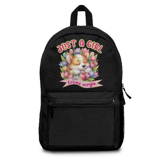 Corgi in tulips - Just a girl who loves corgis Backpacks