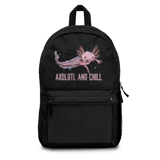Axolotl and Chill Animal Meme Salamander Animal Pu Backpacks