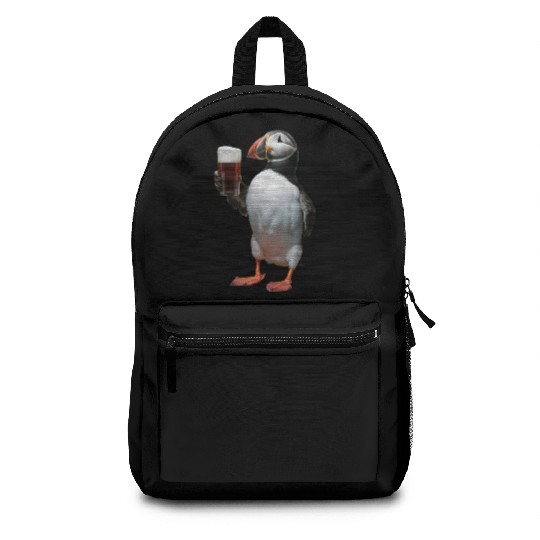 Atlantic Puffin Drinking Beer Realistic Backpacks