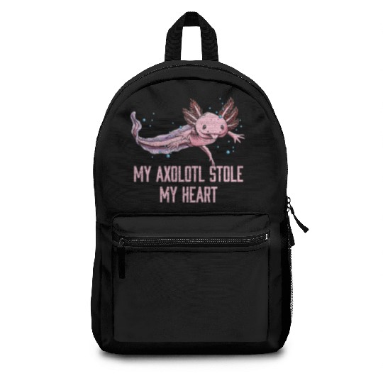 My Axolotl Stole My Heart Animal Lover Salamander Backpacks