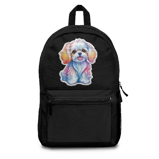 Maltese Dog Watercolor Backpacks