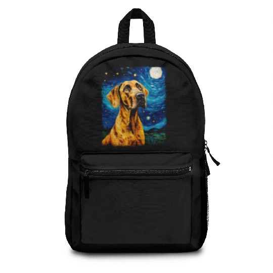 Great Dane Dog Starry Night Painting Backpacks